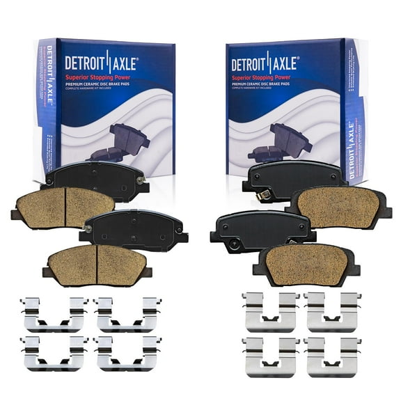 Detroit Axle - 4pc Brake Pads for 17-18 Hyundai Santa Fe, 17-19 Santa Fe XL, 4 Front and Rear Ceramic Brake Pads w/Hardware 2017 2018 2019 Replacement
