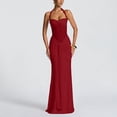 thumbnail image 2 of jtjvou Women's Halter Twist Knot Maxi Dress Draped Ribbon Ruched Cocktail Dress Sheer Mesh Bodycon Formal Dresses Red L, 2 of 5