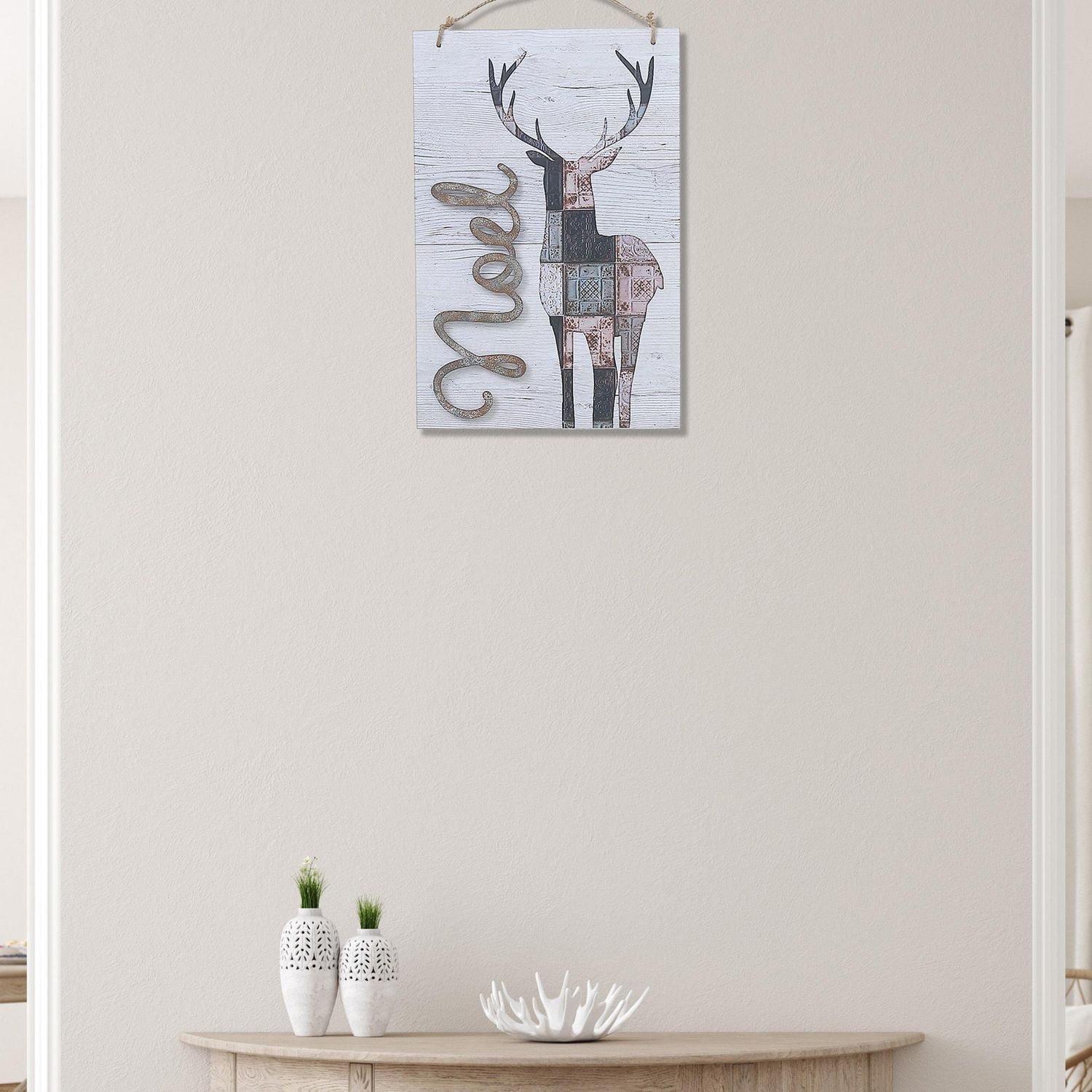 Wooden Wall Decor With Noel Deer