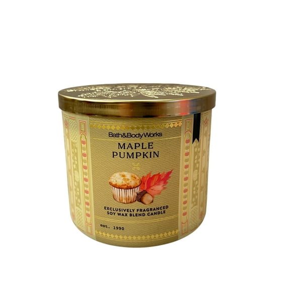 Bath & Body Works Maple Pumpkin Scented 3 Wick Candle 14.5 oz