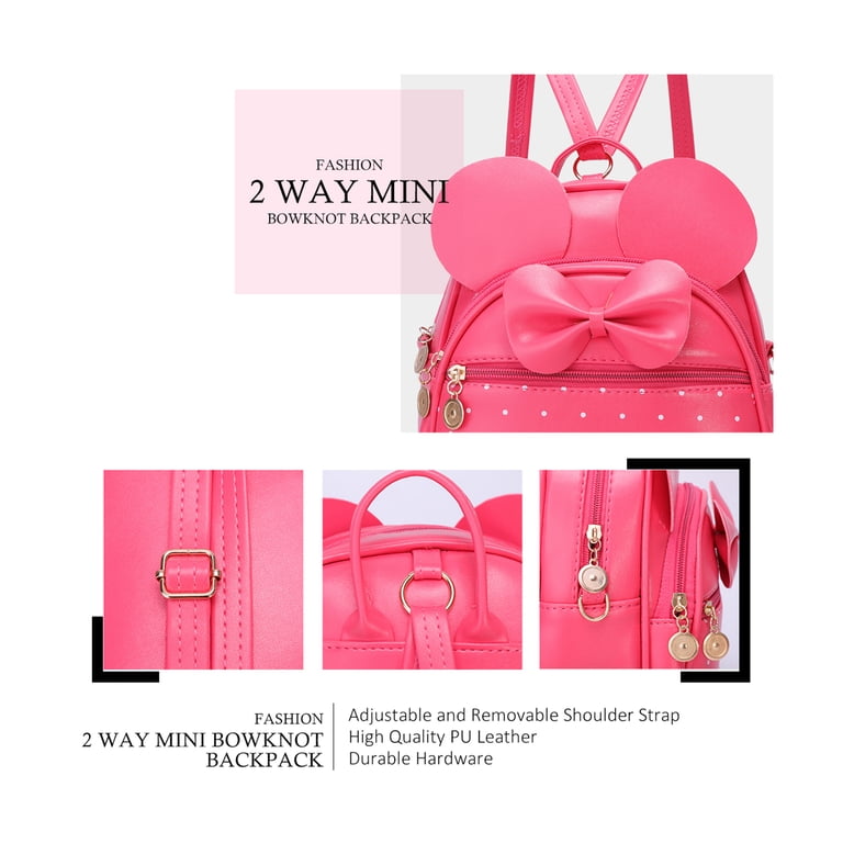 Mini Leather Backpack Quilted Bowknot - Small Travel School Bag Amazon.com: I IHAYNER Mini Backpcak for Girls Small Bowknot  main image 4