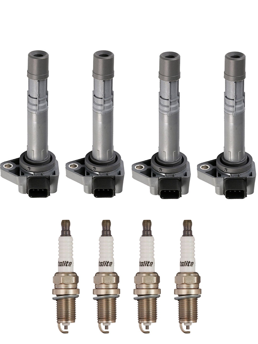 Set of 4 ISA Ignition Coils and 4 Autolite Spark Plugs Compatible with