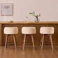 thumbnail image 3 of EYYTHUNG 26" Counter Height Bar Stools Set of 3 Mid Century Modern Farmhouse Swivel Barstools Chenille Fabric Upholstered Bar Height Island Chairs, Brown/Beige, 3 of 9