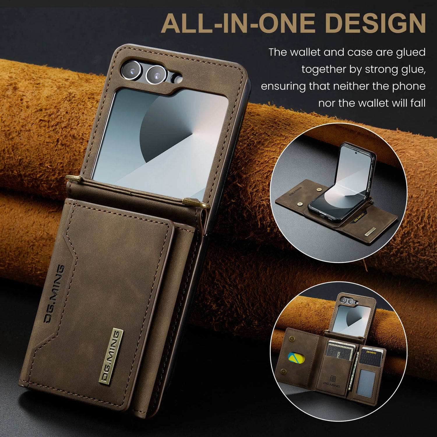 ETFAST Leather Phone Case For Samsung Galaxy Z Flip 6 Wallet Leather Case with Card Holder Leather Phone Case Shockproof Protective Cover