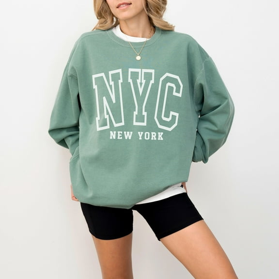 NYC Sweatshirt, New York City Sweatshirt, Trendy Varsity Sweatshirt, Aesthetic College Crewneck, Oversized Sweater, NYC Crewneck, NY Shirt Tshirt All Size S-5XL