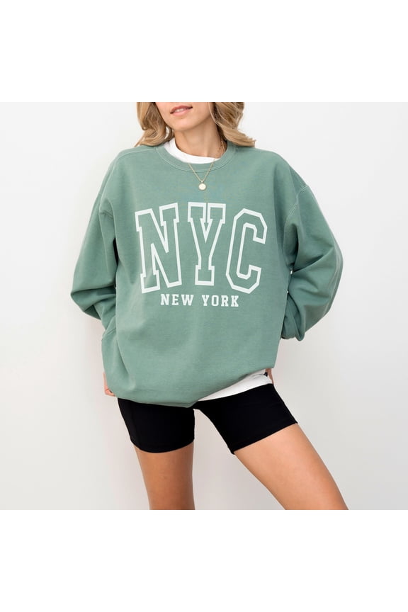 NYC Sweatshirt, New York City Sweatshirt, Trendy Varsity Sweatshirt, Aesthetic College Crewneck, Oversized Sweater, NYC Crewneck, NY Shirt Sweatshirt All Size S-5XL