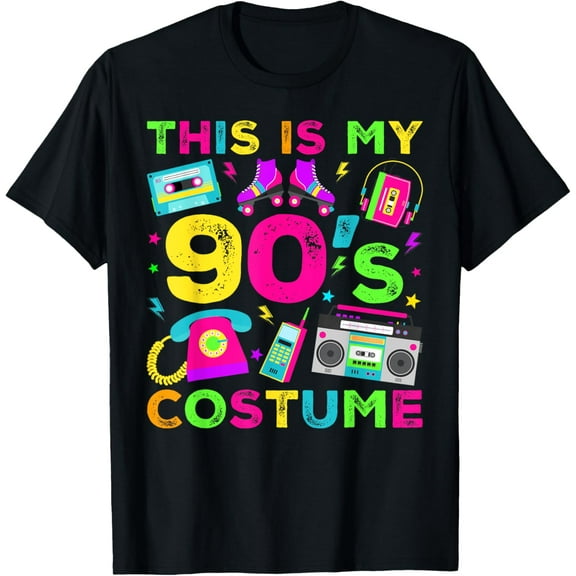 This Is My 90s Costume 90's style Nineties Retro Party T-Shirt men and women can wear, black, white, gifts