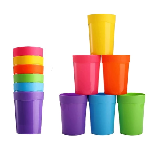 Triani 12Pcs Unbreakable Reusable Drinking Cup 13.5oz /400ml Plastic Kids & Adults Cups Plastic Kids Juice Tumblers in 6 Assorted Colors for Outdoor Drink Party Event