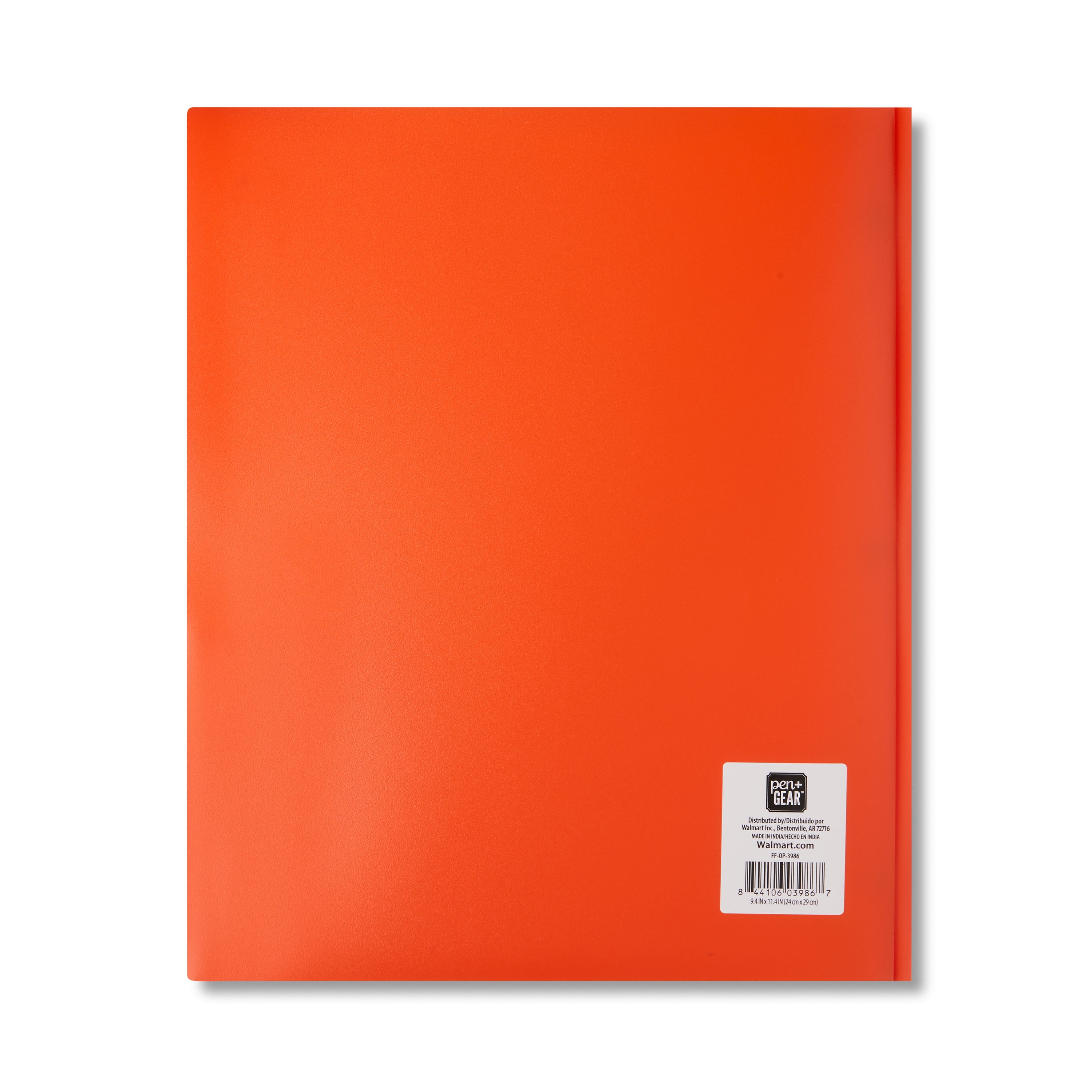 Pen+Gear Letter Size 3-Prong 2-Pocket Poly Folder, 8.5" x 11", Orange