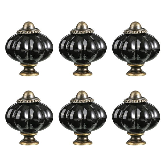6Pcs Ceramic Cabinet Handles, Pumpkin Drawer Knobs for Bedroom Dresser Kitchen Cupboard Pulls