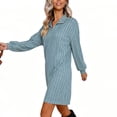 thumbnail image 4 of Fznquz Robe pour Femmes en Tricot Bleue à Manches Longues Robe Chandail Demi-Glissière Décontractée 2026 Mode Printemps pour Femmes, 4 of 6