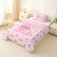 thumbnail image 2 of Erosebridal Pink L Personalized Initial Twin Comforter Sets 3-Piece For Girls Teens,Kawaii Ribbon Bow Knot Girl Bedding Set,Pink Reversible, 2 of 6