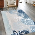 thumbnail image 3 of Summer Marine Life Washable Area Rug 3 x 5 ft Ocean Coral Coastal Starfish Conch Retro Wood Grain, Soft Non Slip Rugs Stain Repellent Indoor Felt Carpet for Living Dining Room Bedroom Home Office, 3 of 9