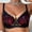 Red, variant on Women's Sheer Leaf Embroidery Lace V-Neck Underwire Bra, Thin Adjustable Strap Side Support Date Night Lingerie Bra Orange 90B