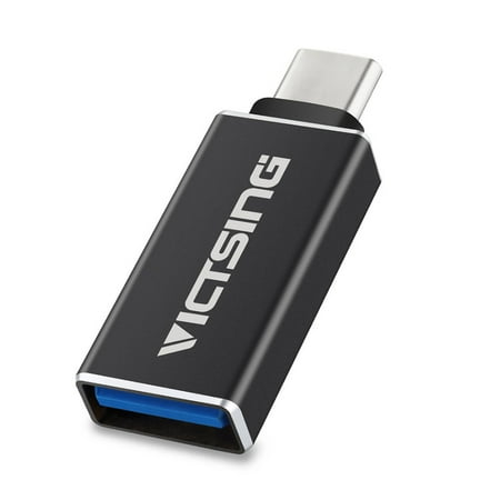 VicTsing Type C Male to USB 3.0 A Female Adapter Reversible Design for Apple New Macbook 12 inch, Google Chromebook and Other Type-C Supported Devices (Black)