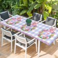 thumbnail image 2 of Happy Easter Table Cloths for 8 Foot Rectangle Tables, Rabbits Bows Spring Tulips Eggs Purple Plaid Patio Waterproof Elastic Fitted Tablecloths, Washable Rectangular Table Cover for Camping, 2 of 8