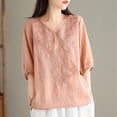 thumbnail image 4 of Haut Décontracté à Col en V pour Femmes, Manches Courtes, Polyester Doux, Chemise Imprimée, Usage Quotidien, Blouse Polyvalente, Confortable pour le Travail, la Maison, les Vacances, 4 of 8