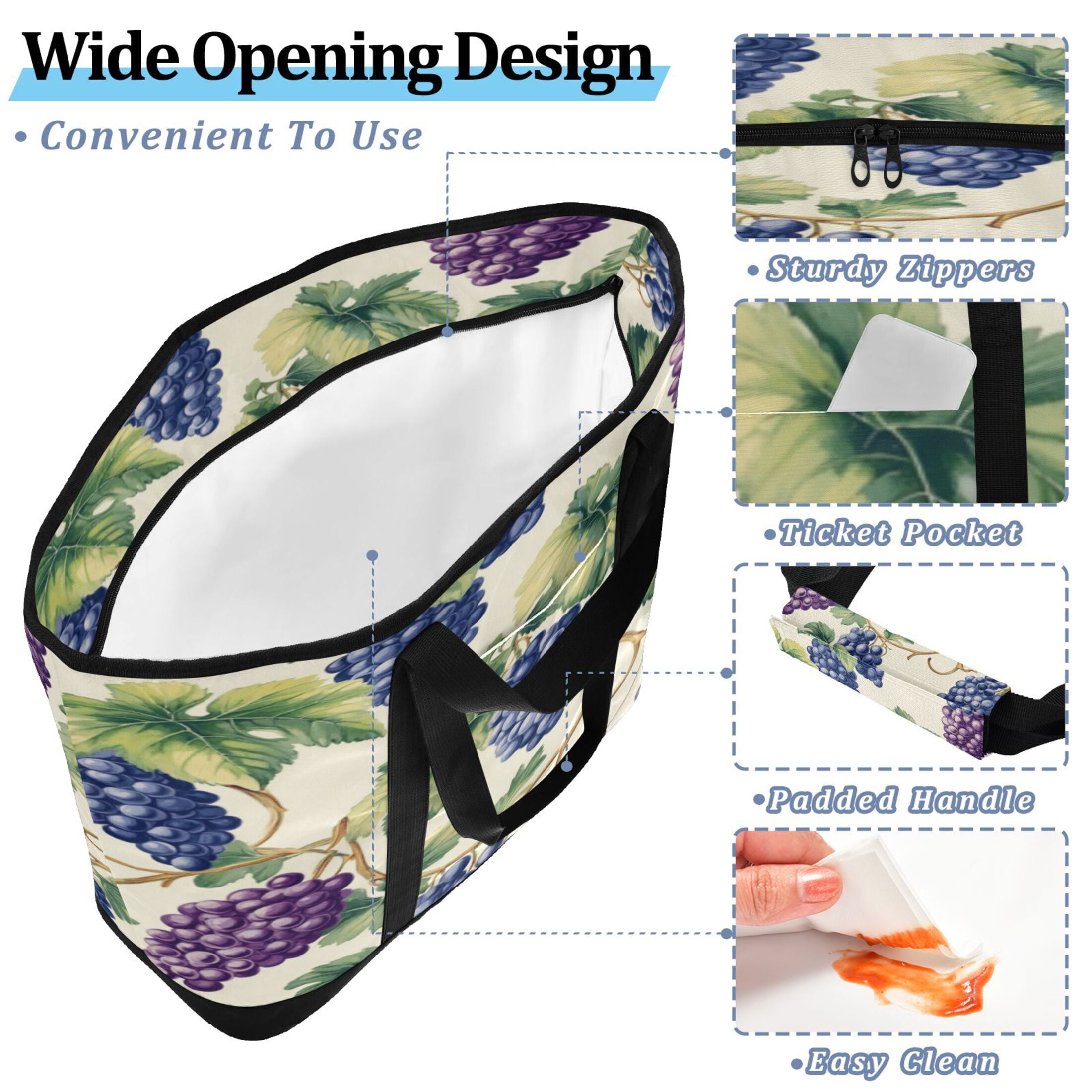 Large Hand-held Ice Pack Picnic Bag Insulation and Refrigeration Suitable for Shopping Picnics and Camping Big Cartoon Grape