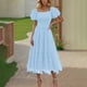 thumbnail image 5 of Vestido de Manga Larga Maxi para las Mujeres Caída Sólido Plisado, Sexy Manga Corta Elástica Cintura Boho Bolsillos, 5 of 9