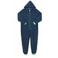 thumbnail image 2 of Women's Brushed Fleece Hooded Adult Jumpsuit Zipper Printed Onesie Pajamas (Green Dot, M), 2 of 2