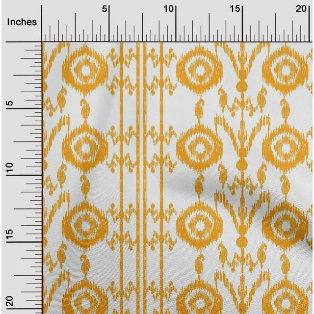 oneOone Polyester Lycra Fabric Paisley|Stripe & Circle Ikat Printed Craft Fabric BTY 56 Inch Wide