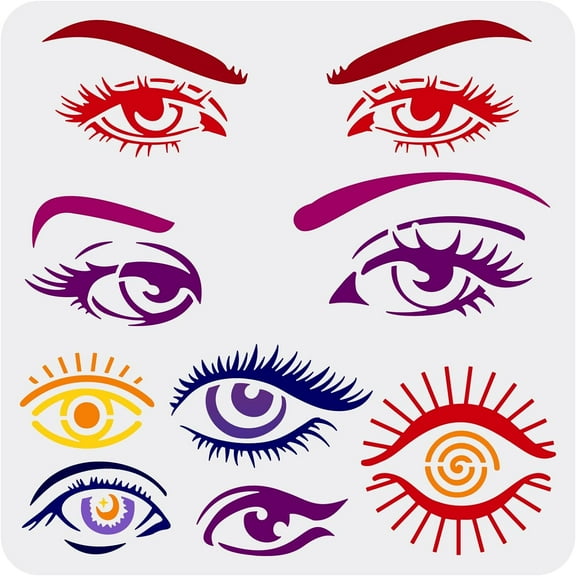 Eye Stencils for Painting 11.8x11.8 inch Beautiful Eyes Stencils Plastic Eyes and Eyebrows Patterns Stencil Reusable Create DIY Women Eyes Crafts and Decor for Painting on Wood Walls for DIY