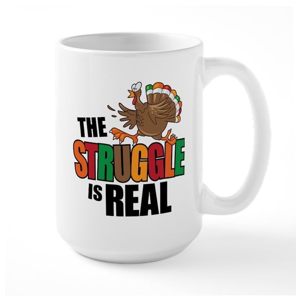CafePress - Turkey Struggle Large Mug - 15 oz Ceramic Large White Novelty Mug