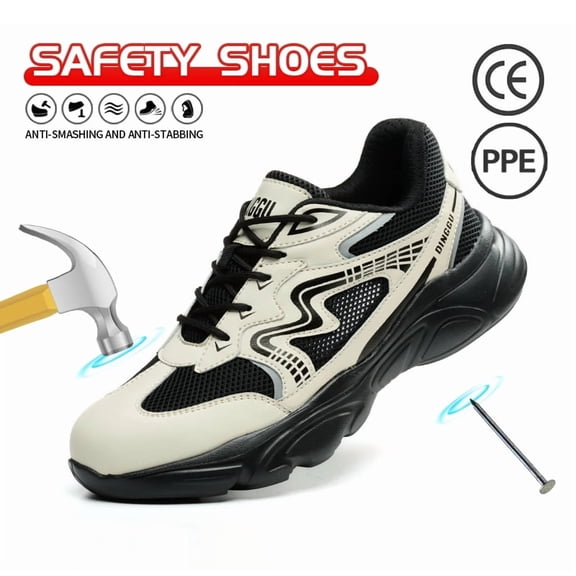 Vantalaria Steel Toe Shoes for Men Women Lightweight Work Shoes Mens Indestructible Safety Sneakers Puncture Proof Construction Shoe Composite Toe Sneakers