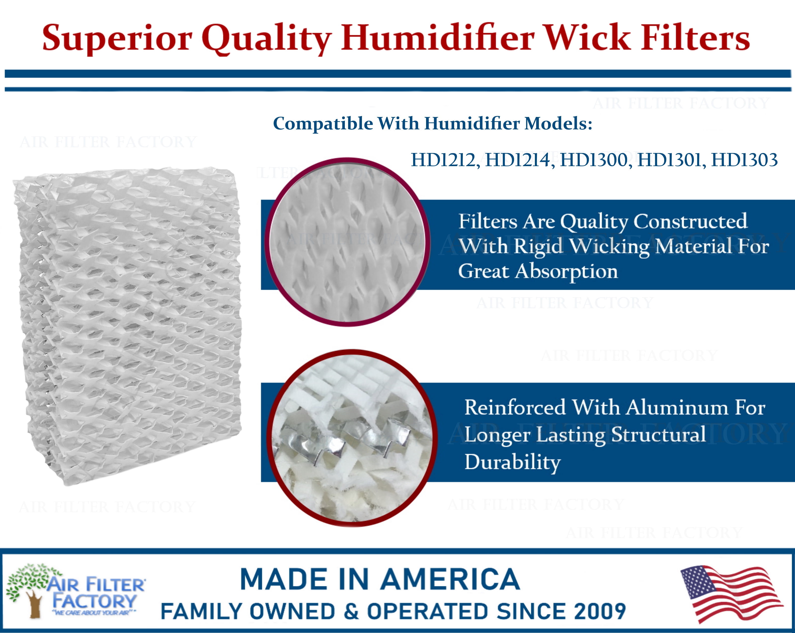 Air Filter Factory Replacement for HD1212, HD1214, HD1300, HD1301, HD1303 Emerson Humidifier Filter 4-Pack