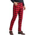 thumbnail image 4 of INSPIRE CHIC Plaid Printed Dress Pants for Men's Flat Front Stretch Slim Fit Checked Trousers, 4 of 6