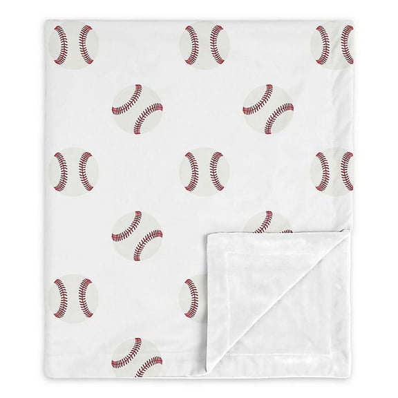 Sweet Jojo Designs Baseball Patch Red and White Baby Security Blanket