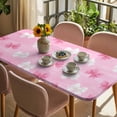 thumbnail image 3 of Pink White Bow Table Cloths for 4 Foot Rectangle Tables, Modern Art Watercolor Bowknot Patio Waterproof Elastic Fitted Tablecloths, Washable Rectangular Table Cover for Camping, 3 of 8