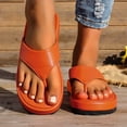 thumbnail image 2 of HNMKIU Fashion Platform Slide Sandals Summer Casual Comfort Toe Post Beach Slippers Women Soft Sole Outdoor Indoor Shoes Womens Flip Flops Orange,8.5, 2 of 8