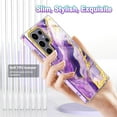 thumbnail image 3 of Petocase for Samsung Galaxy S24 Ultra 5G Case,Fashion Marble Pattern Slim Rugged Shockproof Protective Phone Cover for Women Girls Mens Boys,Deep Purple, 3 of 7