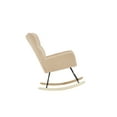 thumbnail image 4 of Soft Teddy Fabric Rocking Chair, Upholstered Glider Chair with High Backrest and Wooden Legs, Nap Armchair for Nursery Living Room Bedroom Balcony, Cream, 4 of 8