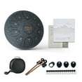 thumbnail image 5 of Buballino 10'' Carbon Steel Tongue Drum 11-Tone Set - Drumsticks, Pad, Finger Guards & Scale Stickers Included, Army Blue, 5 of 7