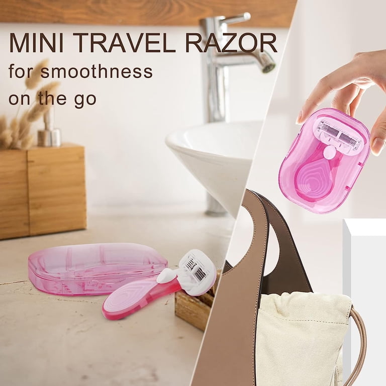 Mini Rasoir Soft Touch Format Voyage - Couleur Rose - Sans Batterie - Lavable - Neuf