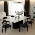 thumbnail image 2 of Morden Fort 71" Dining Table Set for 4, White Marble Top Dining Table with 6 Armless Black Boucle Chairs for Kitchen, Dining Room, Restaurant, Conference Room, 2 of 7