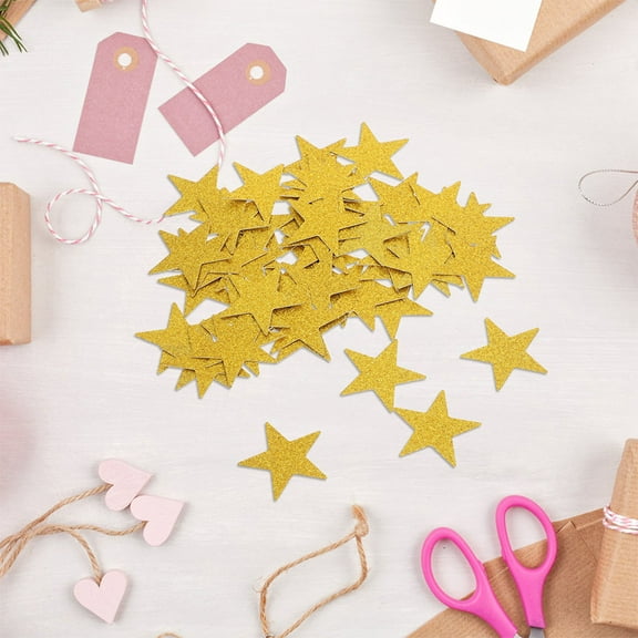 Raindrops 100Pcs Gold Star Shape Paper Cutouts for Creative Table Decoration and Crafts