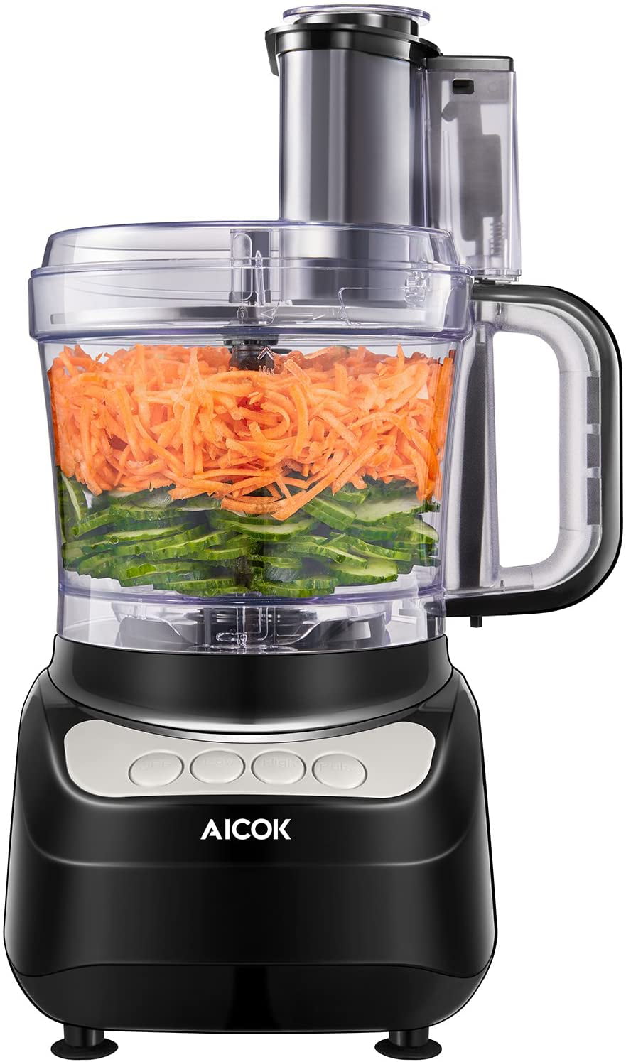 AICOK Food Processor, Compact Food Processor, Multifunctional 12 Cup  Electric Food Chopper, 4 Speed Controls Food Shredder, Chopper with Blade,  