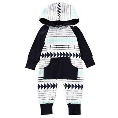 

Pudcoco Baby Boys Infant Hooded Romper Striped Longg Sleeves Jumpsuit