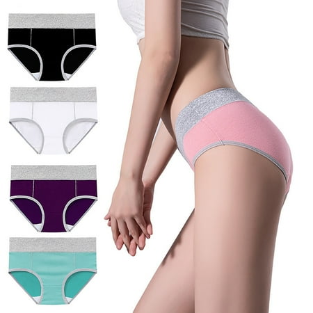 4 Pack Womens Thongs Seamless Underwear High Waisted No Show Panties Underpants Shorts Full Coverage Stretch Briefs No Show High Waisted Thong Plus Size V-Waist Shorts Flash Sales for Today