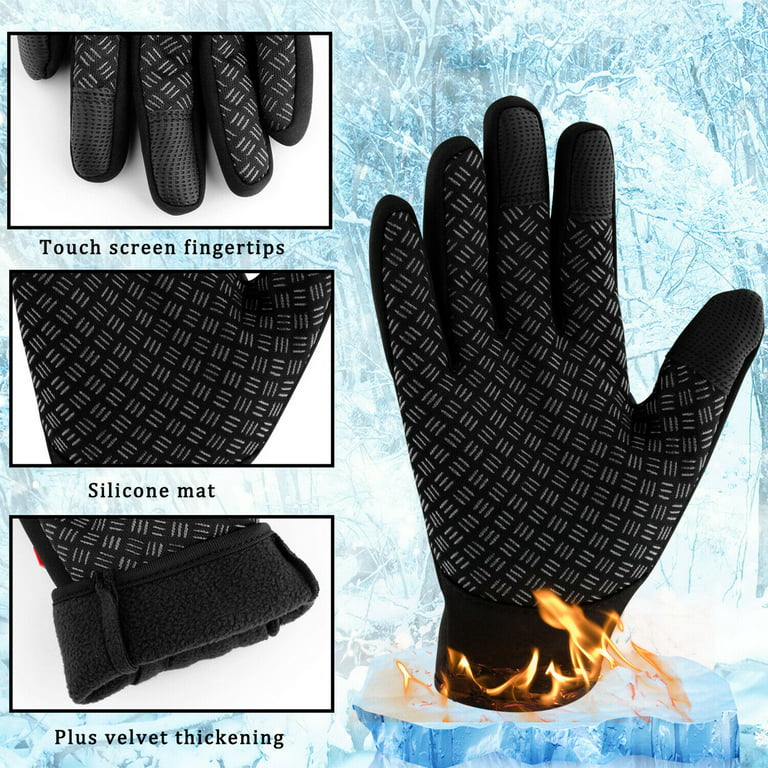 Dolift 2 Pairs Thermal Winter Gloves for Men Women, Freezer Warm Gloves,  Anti-Slip Waterproof Lightweight Touch Screen Gloves for Hiking Running