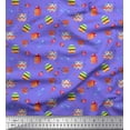thumbnail image 1 of Soimoi Poly Georgette Fabric Cup,Kettle & Cake Slice Food Print Fabric by Yard 52 Inch Wide, 1 of 1