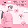 thumbnail image 6 of Inadays School Backpack, Large Capacity Bookbag for 15.6 Inch Laptop, Water-Resistant Cute Girlish Backpacks for Teen Adults Tween, Lightweight Travel Daypack for Primary Middle School College, Pink, 6 of 7