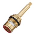 thumbnail image 4 of Brass Ceramic Stem Disc Cartridges Faucet Valves Replacement, Wear Resistant Quarter Turn 20 Tooth Thread G3/4" for Hot Cold Water, Kitchen Taps Red Clockwise, 4 of 8
