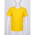 thumbnail image 2 of HULIJA Kids Boys Solid Color Short Sleeve Crewneck T-shirt Summer Casual Outdoor Sport Wear Tee Tops Yellow 110, 2 of 7