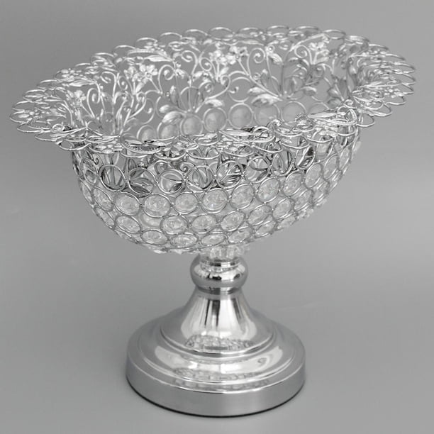 Inicio Bandeja de Dulces de Cristal Decorativa Bandeja de Adornos de para Servir Plata oval BLESIY Bandeja de frutas de cristal