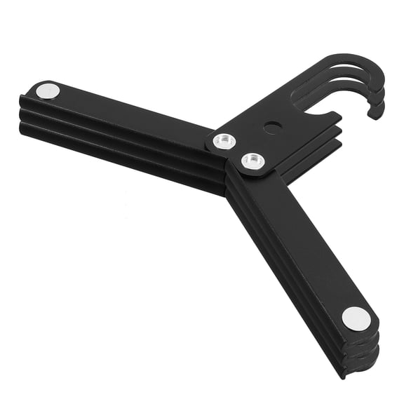WESIEVYA 3Pcs Travel Foldable Hangers Black Metal Coat Hangers with Clips for Socks and Shirts