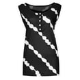 thumbnail image 4 of QLEICOM Summer Crewneck Tank Top Casual Loose Sleeveless Tops Shirts Striped Print Sleeveless T-Shirt Tops Blouse Black S, US Size:4, 4 of 7